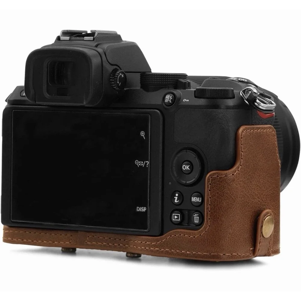 MegaGear Genuine Leather Camera Case Compatible With Nikon Z50 (50-250MM) Brown